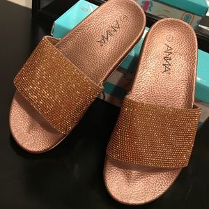 Gold rhinestone slides